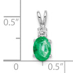 14k White Gold Emerald Diamond pendant