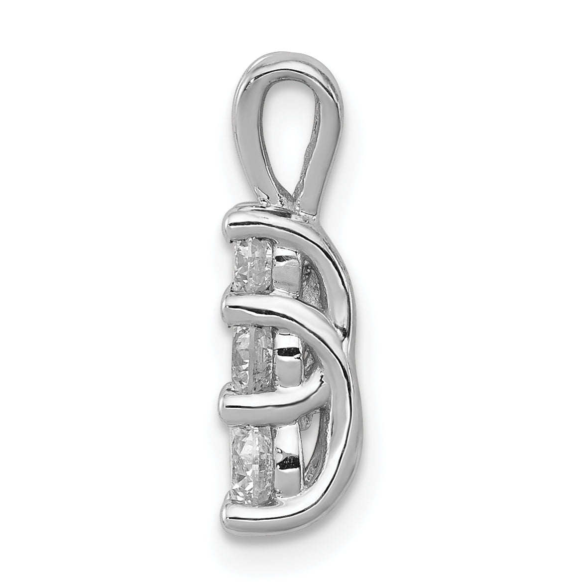 14K White Gold AA Diamond Small Three Stone Pendant