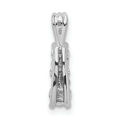 14K White Gold AA Diamond Small Three Stone Pendant