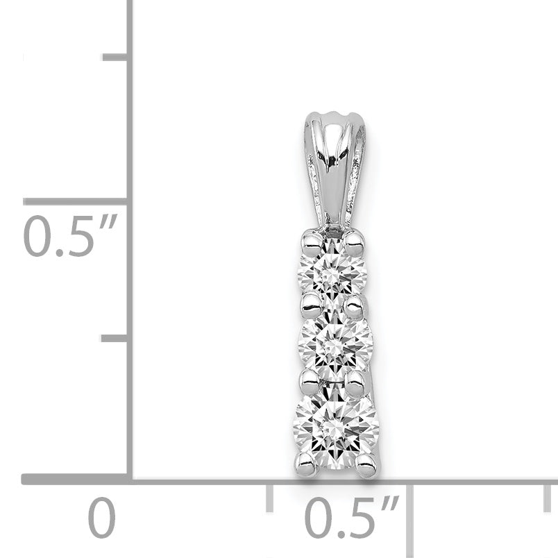 14K White Gold AA Diamond Small Three Stone Pendant