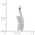 14K White Gold AA Diamond Three Stone Curved Bar Pendant