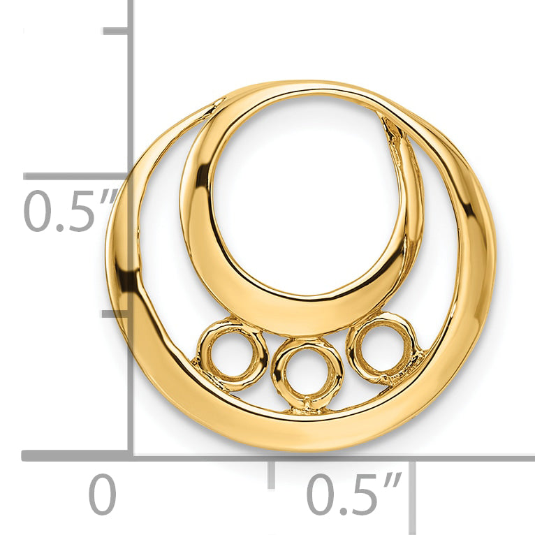 14k 3.2mm Three Stone Circles Chain Slide Mounting (No Stone Included)