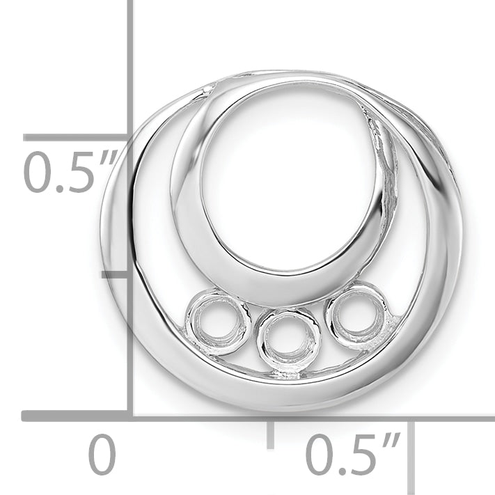14k White Gold 3.2mm Three Stone Circles Chain Slide Mounting (No Stone Included)