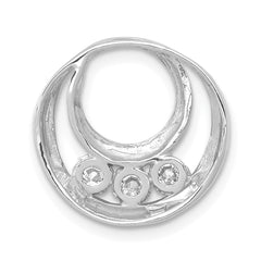 14K White Gold 3.2mm AA Diamond Three Stone Circles Chain Slide