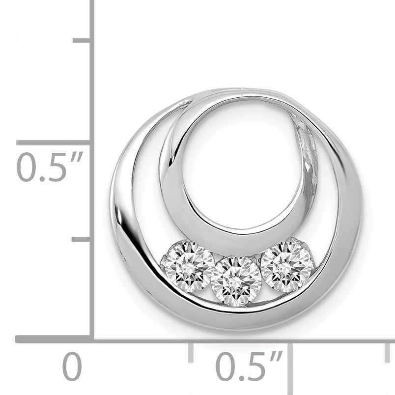 14K White Gold 3.2mm AA Diamond Three Stone Circles Chain Slide