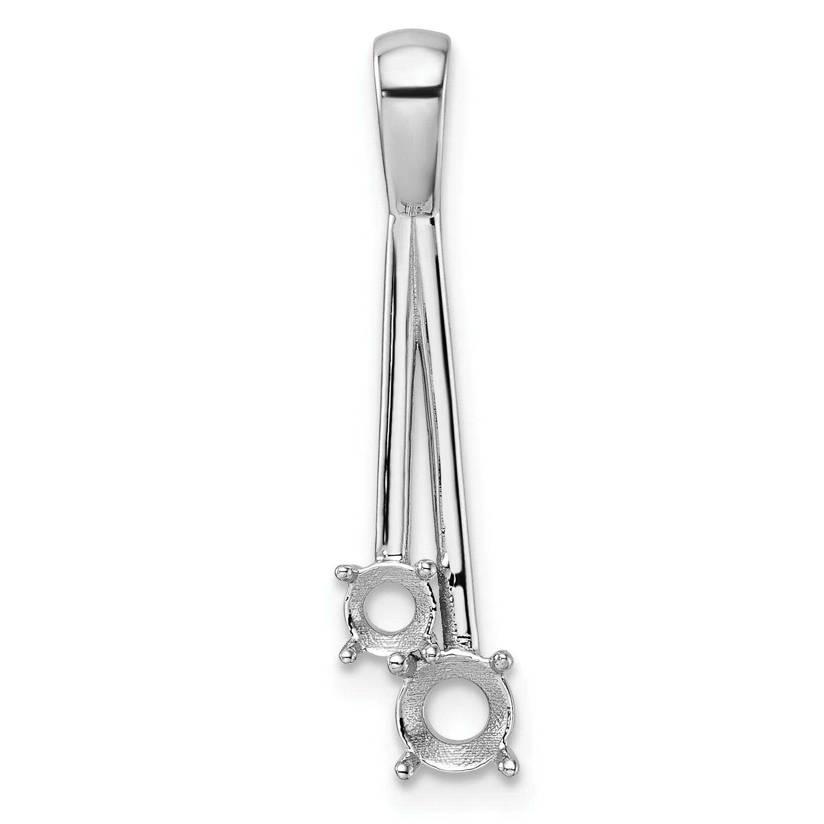 14k White Gold Diamond Two Stone Pendant Mounting Main image