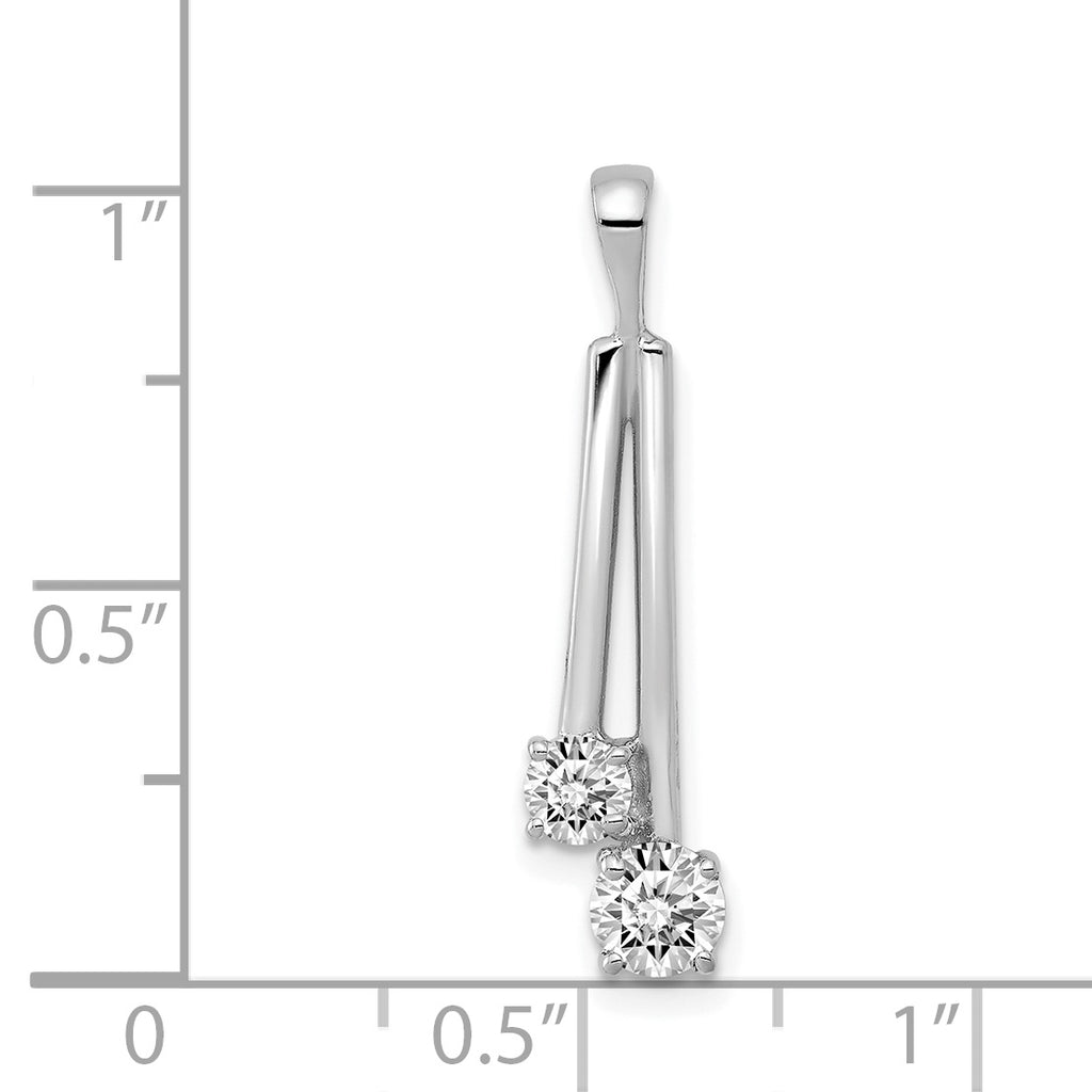 14K White Gold AA Diamond Two Stone Pendant