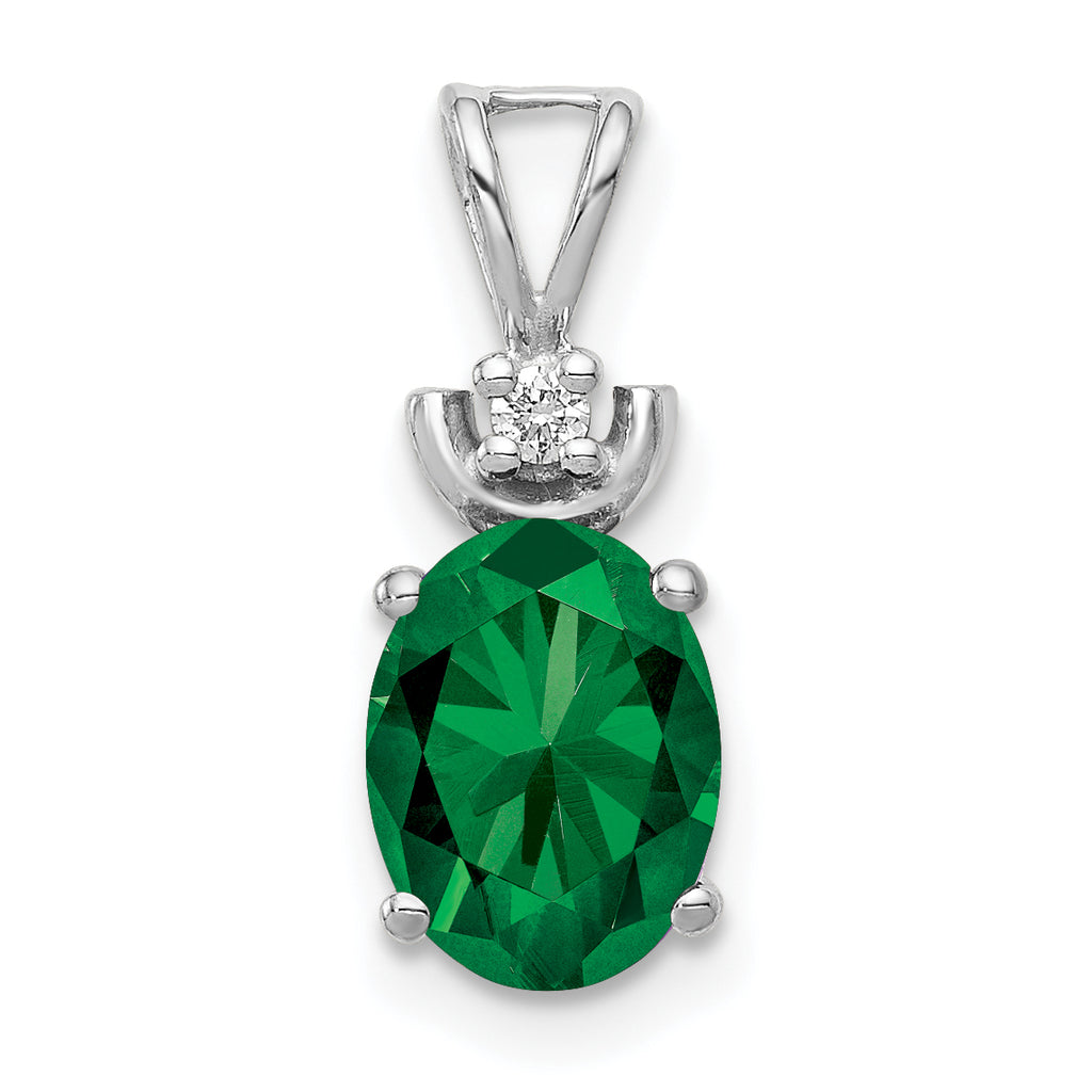 14k White Gold 8x6mm Oval Mount St. Helens AA Diamond Pendant
