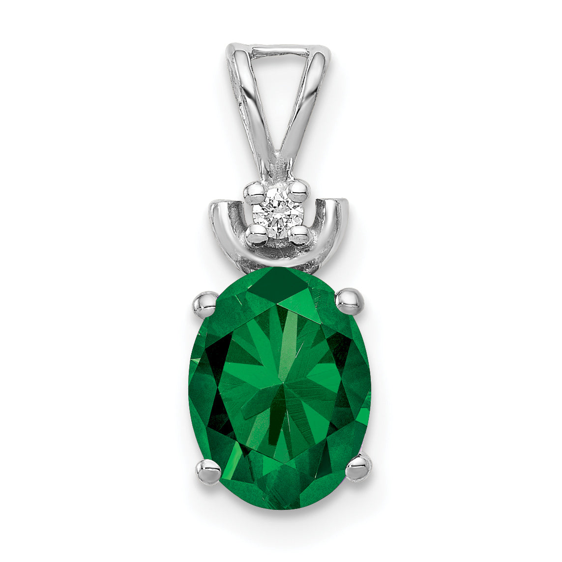 14k White Gold 8x6mm Oval Mount St. Helens AA Diamond Pendant