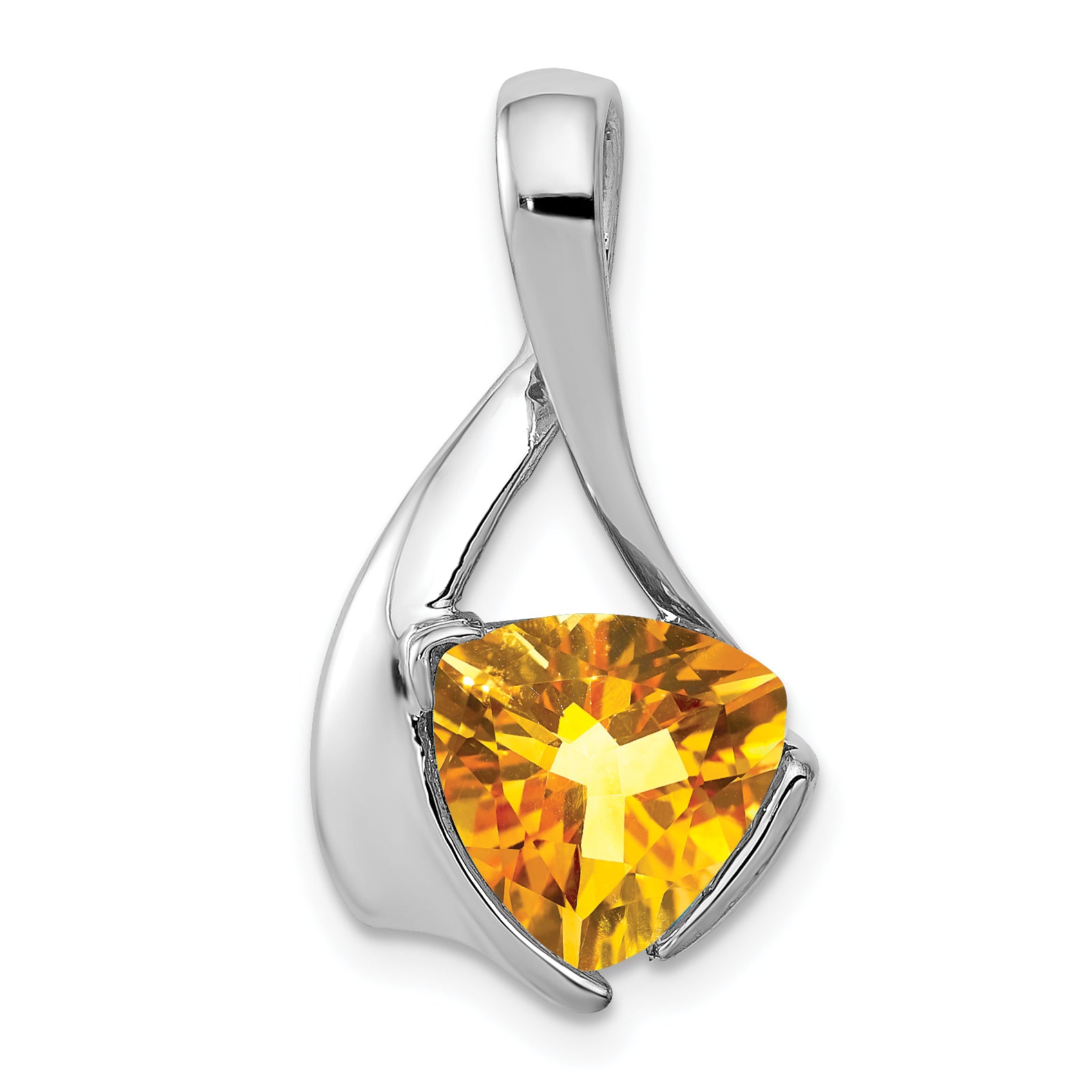 14k White Gold 8mm Citrine Pendant Main image