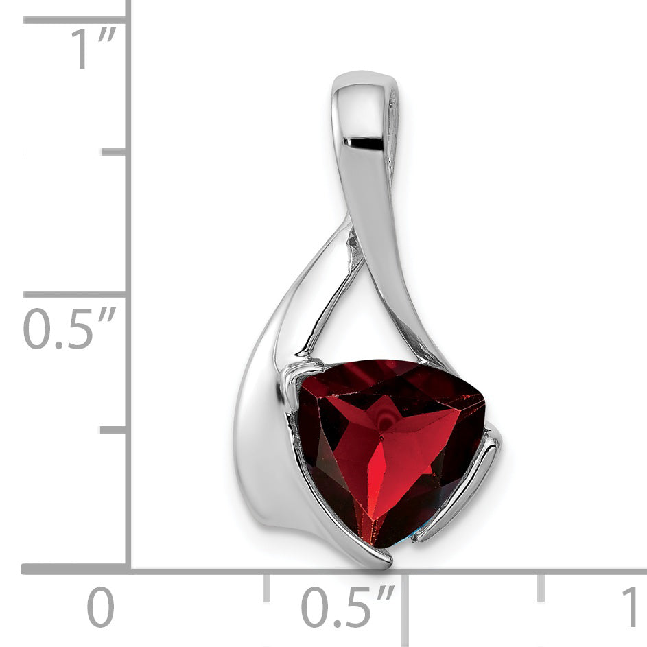 14K White Gold 8mm Garnet pendant