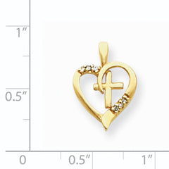 14K AA Diamond Heart & Cross Pendant