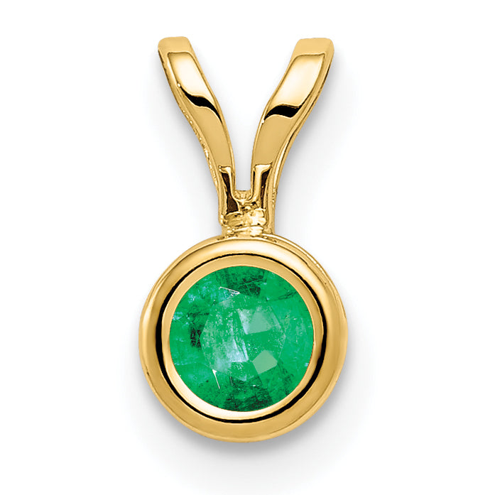 14K 4mm Emerald bezel pendant