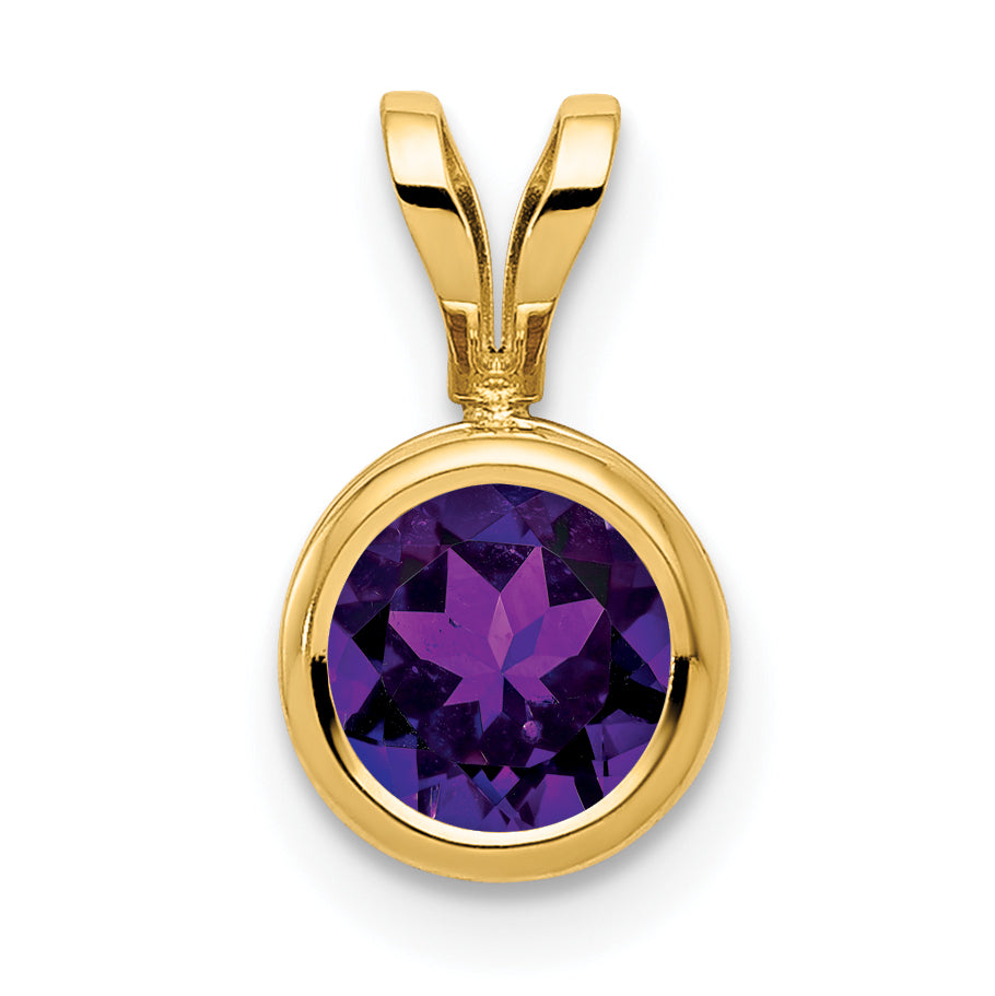 14k 6mm Amethyst bezel pendant Main image