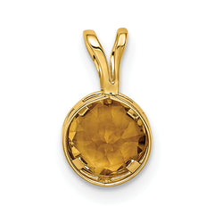 14K 6mm Citrine bezel pendant