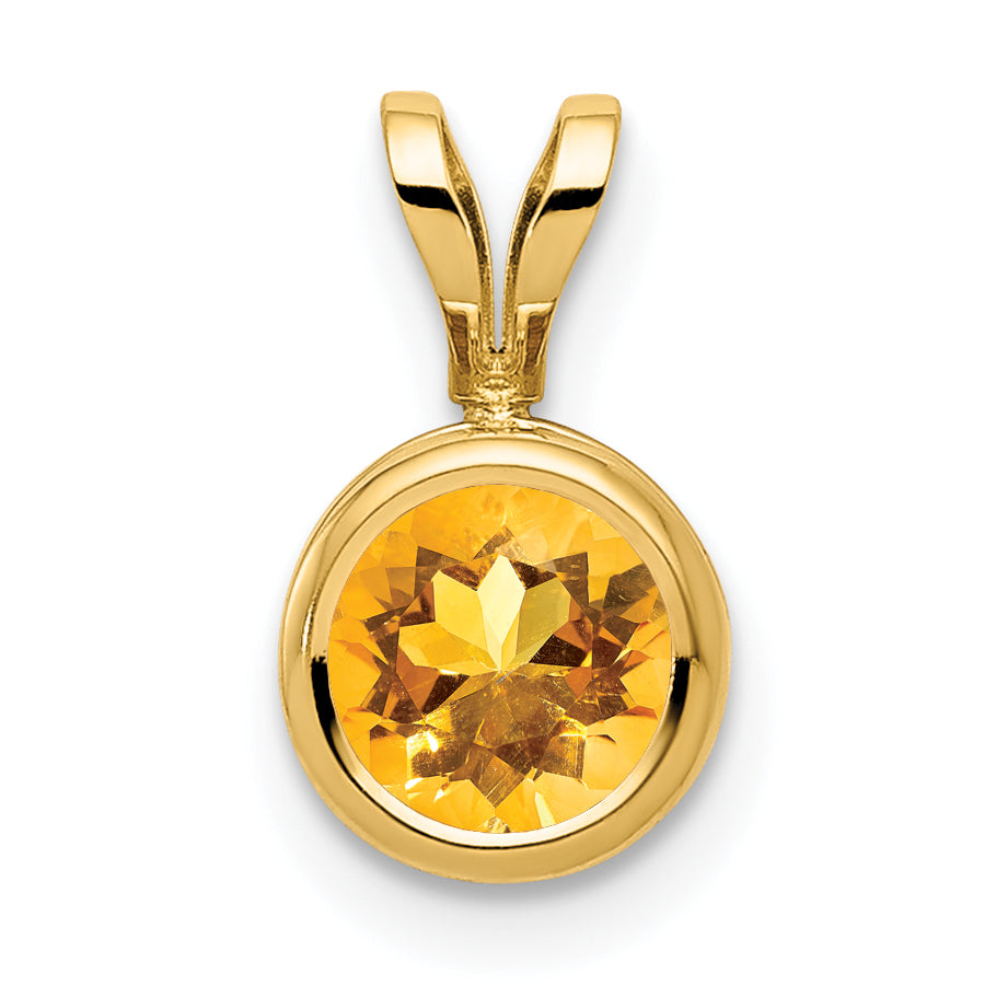 14k 6mm Citrine bezel pendant Main image
