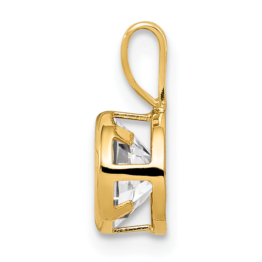 14K 6mm Cubic Zirconia bezel pendant Secondary image