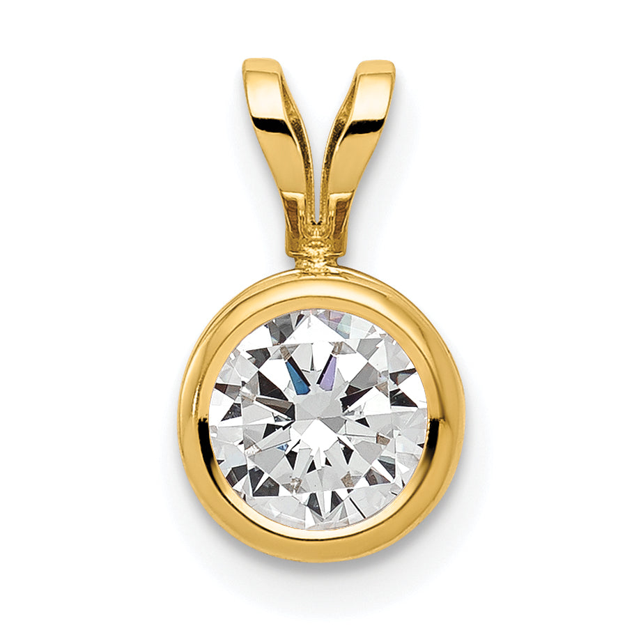 14k 6mm Cubic Zirconia bezel pendant Main image