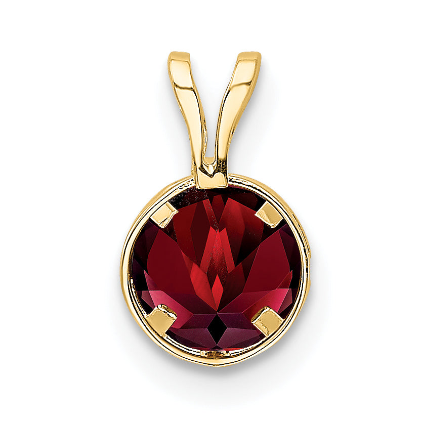 14K 6mm Garnet bezel pendant