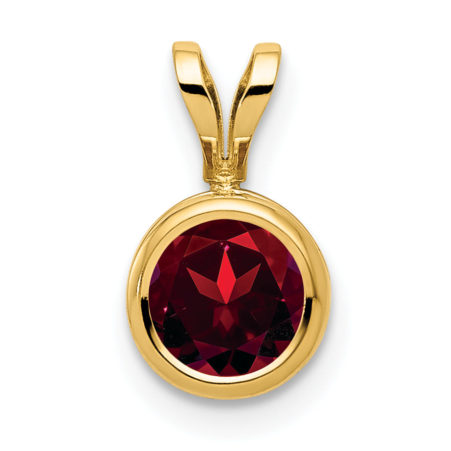 14k 6mm Garnet bezel pendant