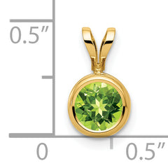 14K 6mm Peridot bezel pendant