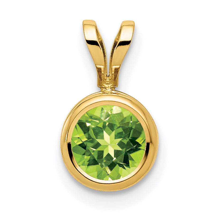 14k 6mm Peridot bezel pendant Main image