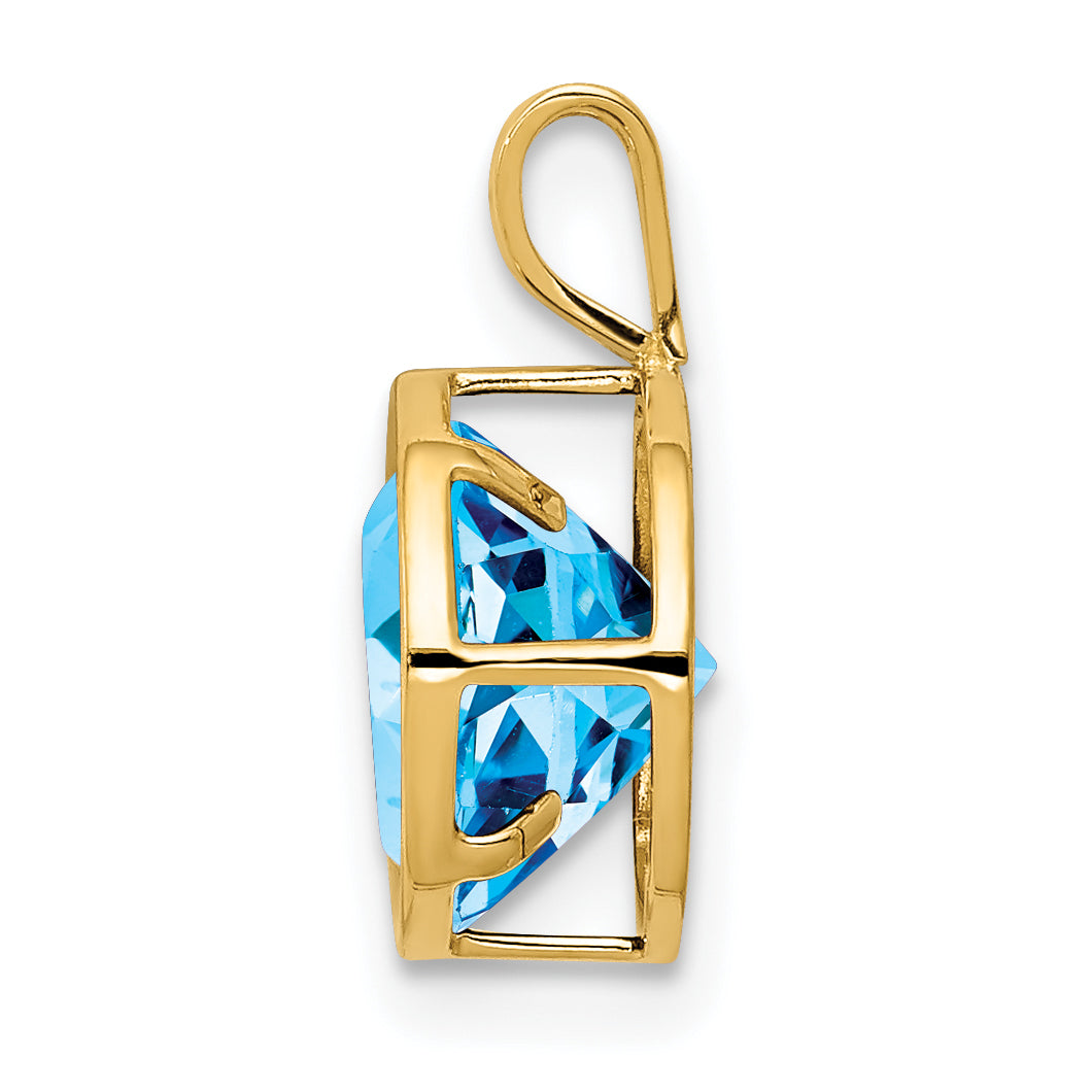 14K 8mm Blue Topaz bezel pendant Secondary image