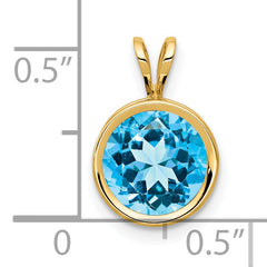 14K 8mm Blue Topaz bezel pendant