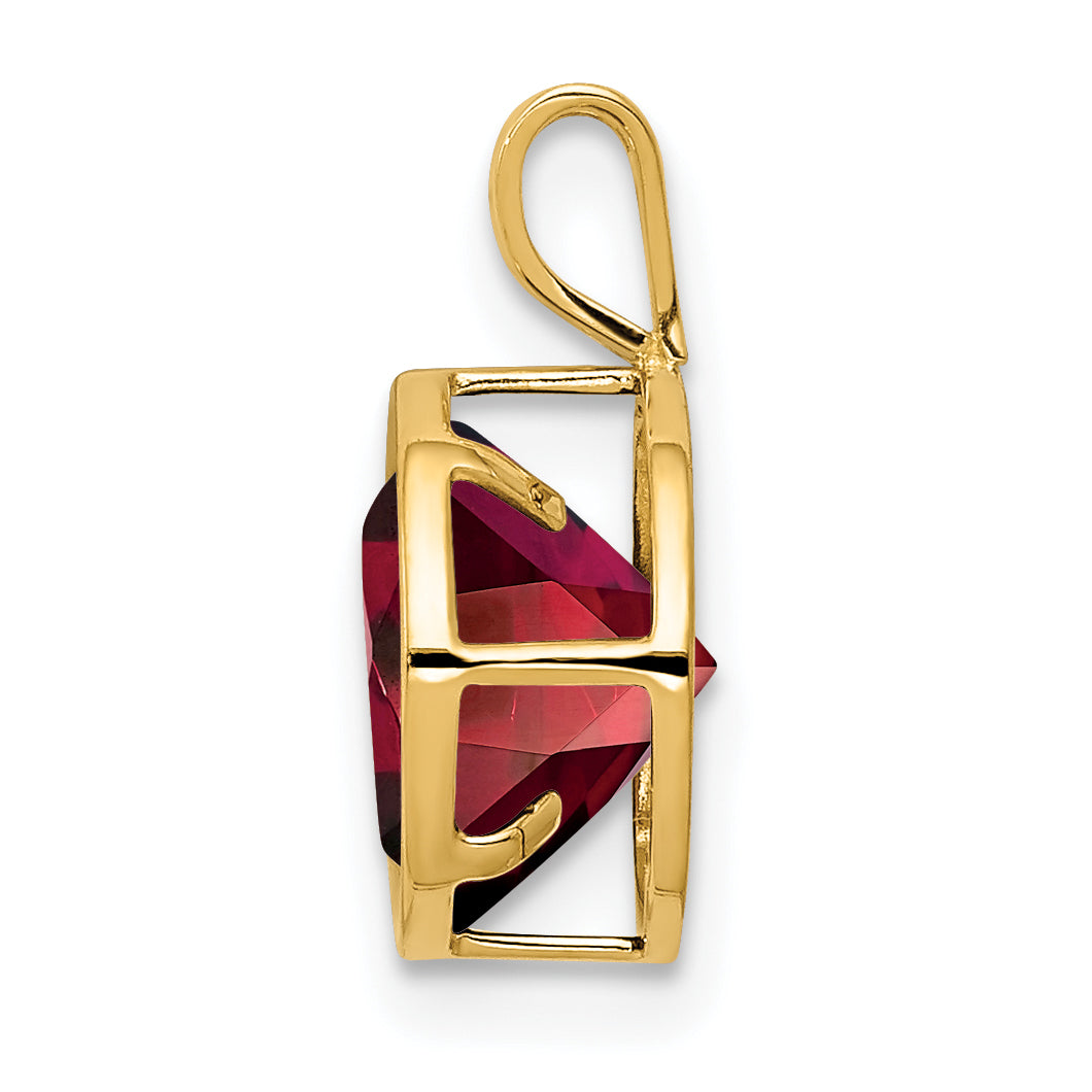 14K 8mm Garnet bezel pendant