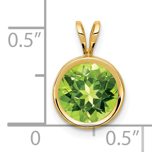 14K 8mm Peridot bezel pendant