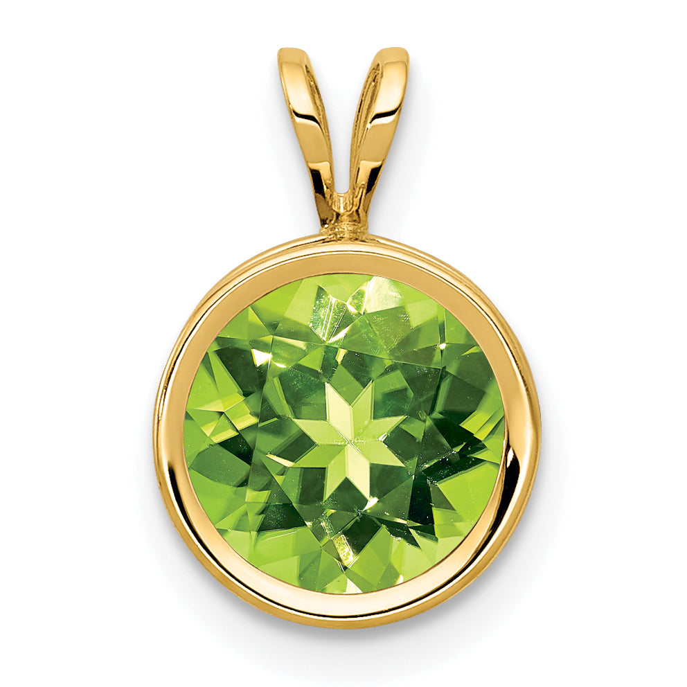 14k 8mm Peridot bezel pendant Main image