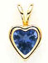 14K 6mm Heart Sapphire bezel pendant