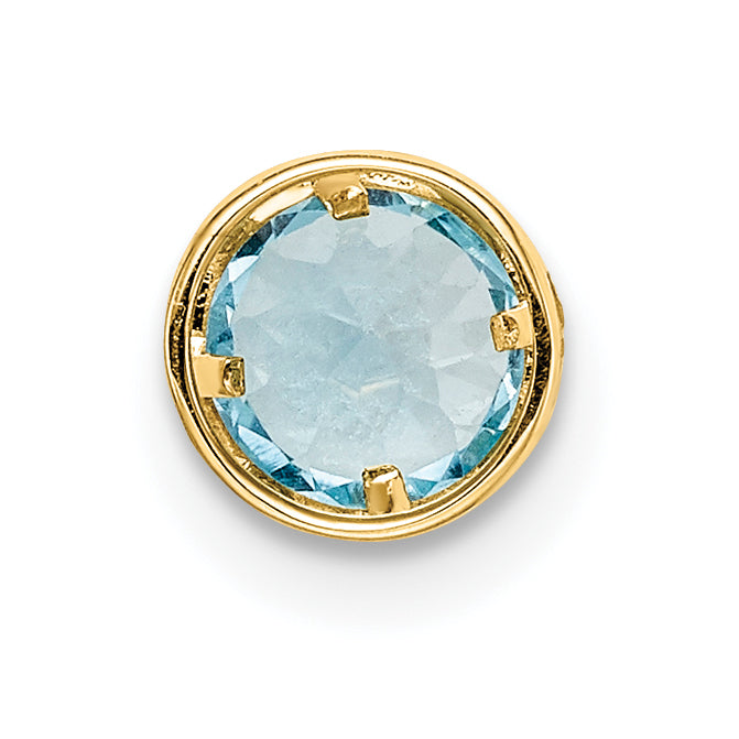 14K 5mm Blue Topaz bezel pendant