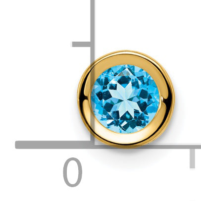 14K 5mm Blue Topaz bezel pendant