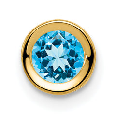 14k 5mm Blue Topaz bezel pendant