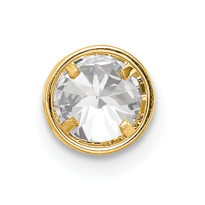14K 5mm Cubic Zirconia bezel pendant