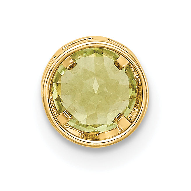 14K 5mm Peridot bezel pendant