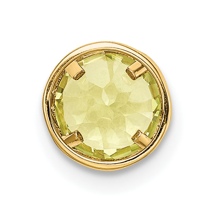 14K 6mm Peridot bezel pendant