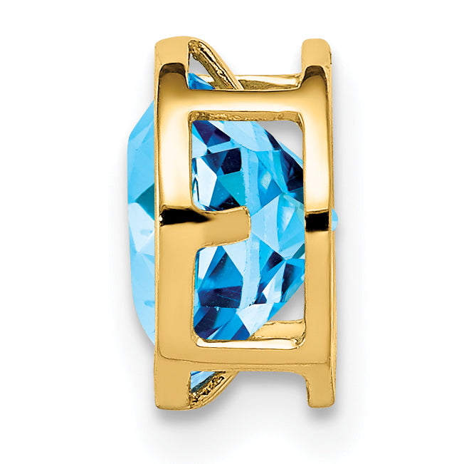 14K 7mm Blue Topaz bezel pendant