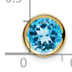 14K 7mm Blue Topaz bezel pendant