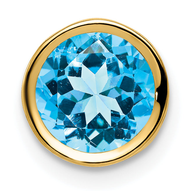 14k 7mm Blue Topaz bezel pendant Main image