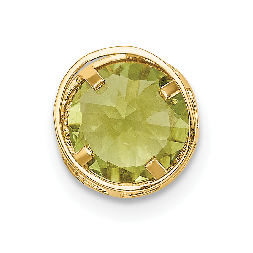 14K 7mm Peridot bezel pendant