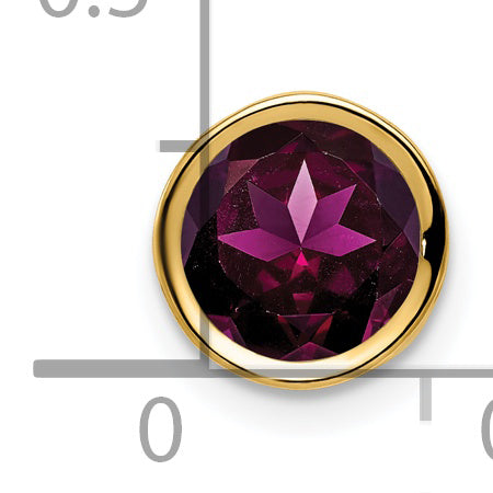 14K 7mm Rhodolite Garnet bezel pendant