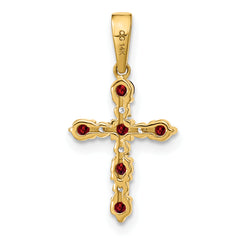14k Garnet and Diamond Cross Pendant