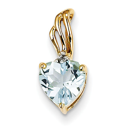 14K Diamond and Blue Topaz Heart Pendant