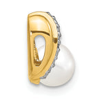14K 6-7mm White Round FW Cultured Pearl and Diamond Pendant