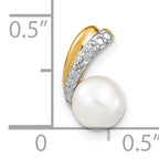 14K 6-7mm White Round FW Cultured Pearl and Diamond Pendant