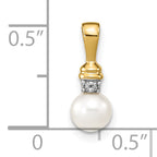 14K 5-6mm White Round FW Cultured Pearl and Diamond Pendant