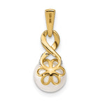 14K 7-8mm Freshwater Cultured Pearl and Diamond Pendant
