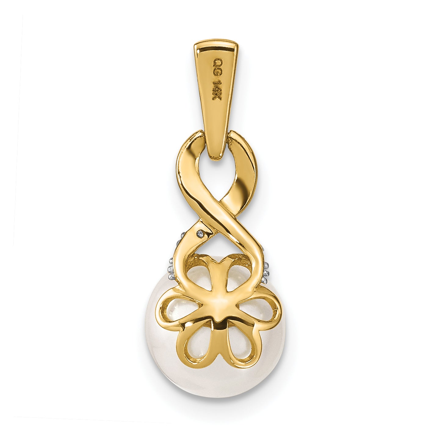 14K 7-8mm Freshwater Cultured Pearl and Diamond Pendant